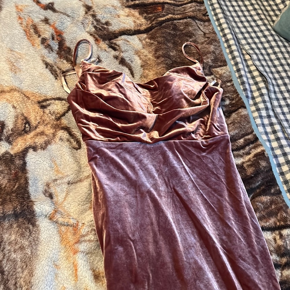 Long pink velvet Revelry dress size 6.